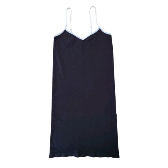 ANTHROPOLOGIE WOMEN DRESS MINI BODY CON STRETCH TIGHT BLACK WHITE STRAPPY LG XL - Picture 1 of 6